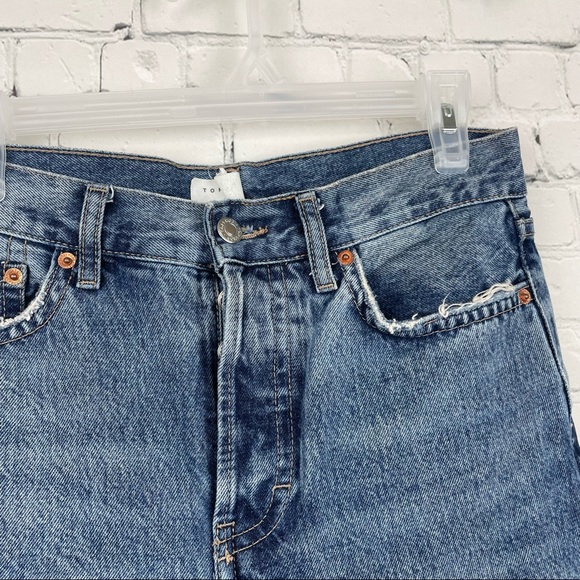 TOPSHOP Button Fly Ripped Dad Jeans size 26x30 - Picture 5 of 8